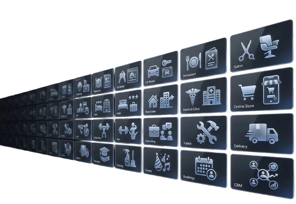 A wall of business-model tiles across many industries